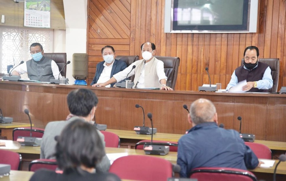 Chief Minister Neiphiu Rio chairing the State level meeting on monsoon preparedness in the Secretariat Conference Hall on July 4. (DIPR Photo)